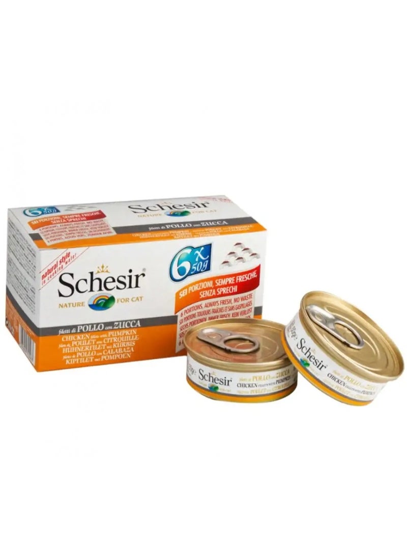 Caesar Canned Cheeser Chicken Fillet with Pumpkin in Water for Cats 6 x 50g - Image 1